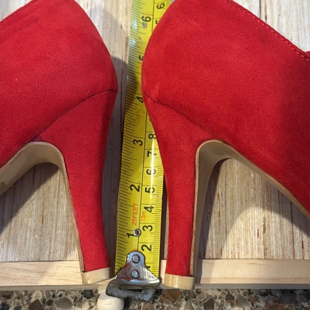 Suede Red Mary Jane Heels - Picture 10 of 15